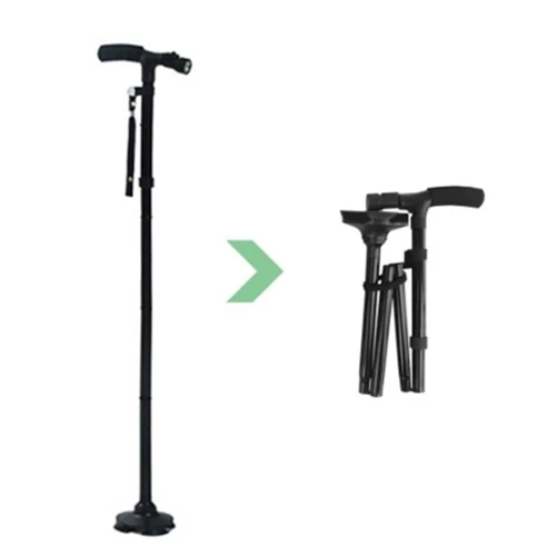 b53063706c990fce6c98a5b9fd267a4b 4 Section Foldable Adjustable Walking Stick