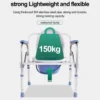 Foldable Medical Commode Chair with Wheels Height Adjustable