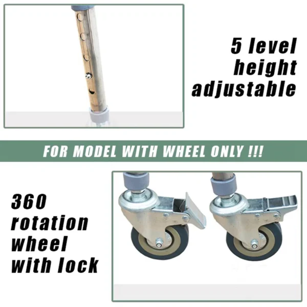 Foldable Medical Commode Chair with Wheels Height Adjustable
