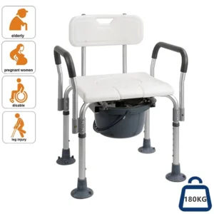 my-11134207-7r990-lx96gslyk9d658 Height Adjustable Folding Bedside Commode & Shower Chair