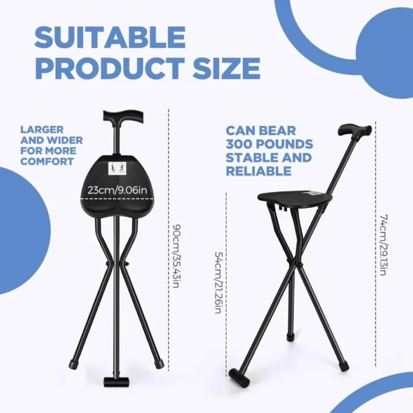 Folding Walking Cane Chair Tripod